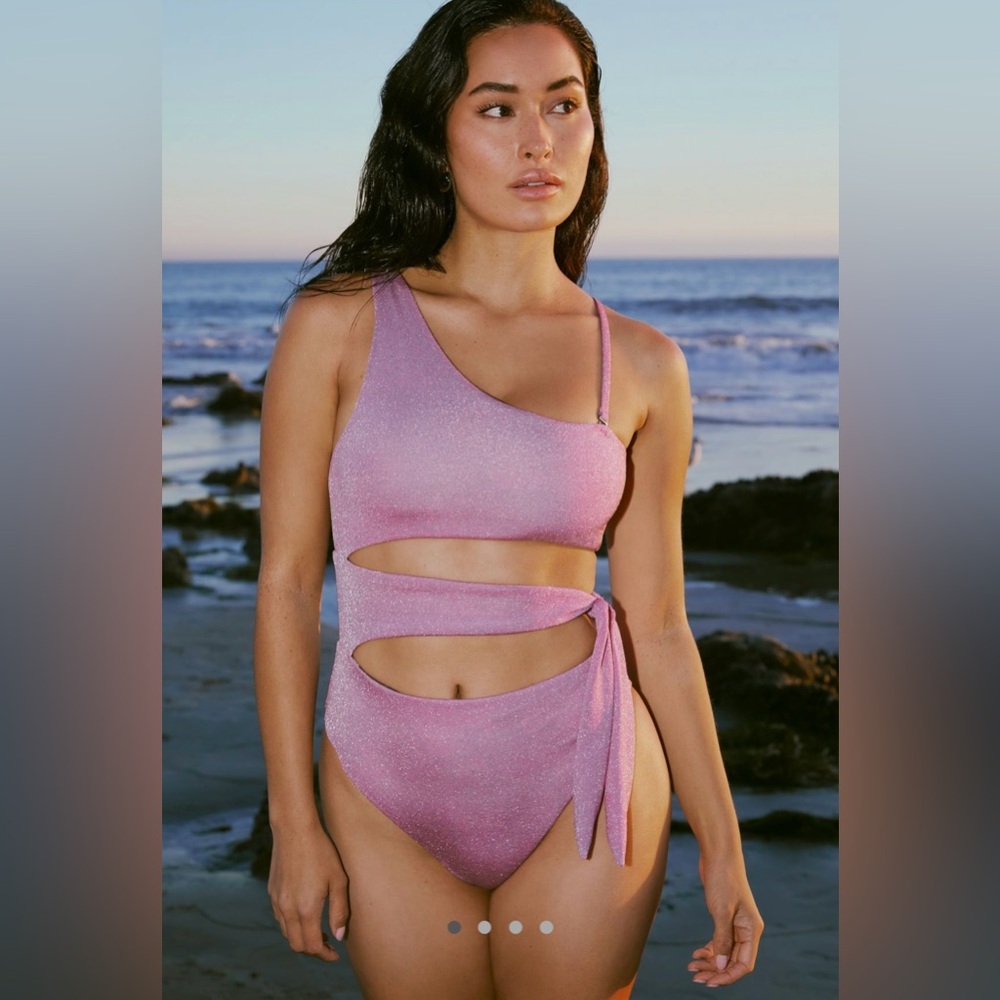 Maaji Mauve Shiny One-Shoulder Cutout One Piece